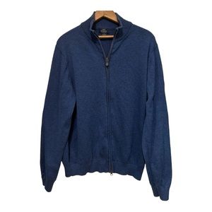 Brooks Brothers, Blue LS Pullover Sweater, Men's L, 1/4 Zip, 100% Supima Cotton